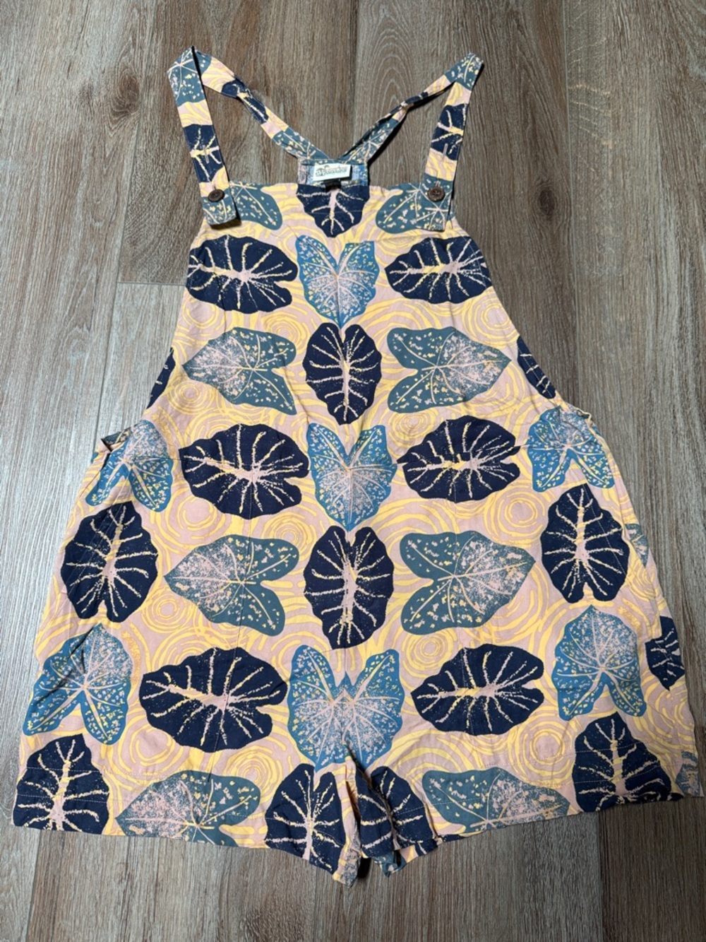 Patagonia, Pataloha Leaf Print Short Overalls Romper-M